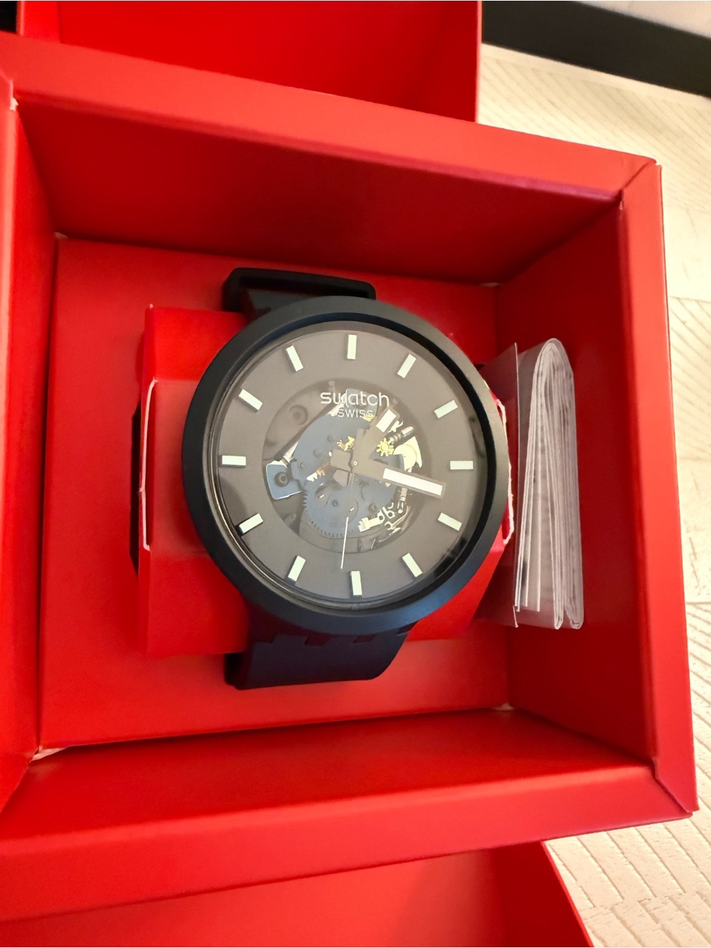 Swatch Black/blue Skeleton Dial Men's Watch